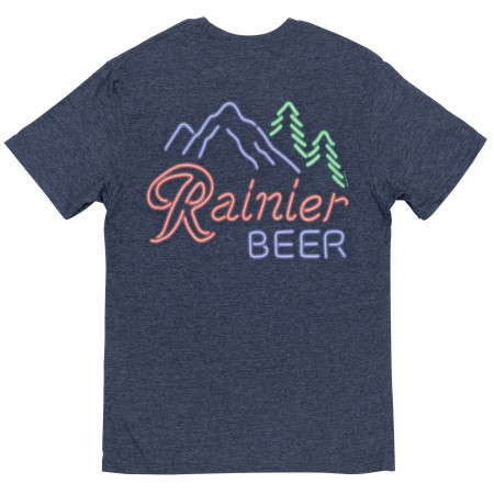 Rainier Beer Neon Bar Sign Front and Back Print T-Shirt